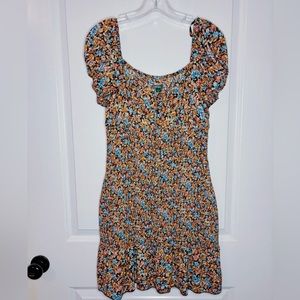 Brown floral fitted dress
